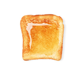 Tasty toast with honey isolated on white, top view