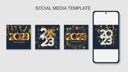 Happy New Year 2023, stories template for social media.
