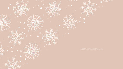 Beige pastel christmas card with snowflake border vector illustration. Christmas background with snowflake snow winter decoration. Christmas background with snow