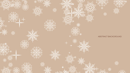 Beige pastel christmas card with snowflake border vector illustration. Christmas background with snowflake snow winter decoration. Christmas background with snow