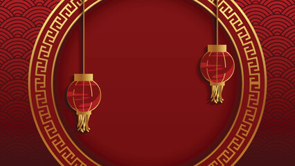 Chinese new year. Festive gift card templates with realistic 3d design elements.