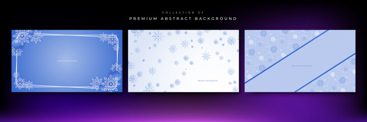 Christmas background with snowflakes of different shapes, sizes and transparency. Gradient from blue to white. Christmas with snowflake snow winter decoration. Christmas background with snow