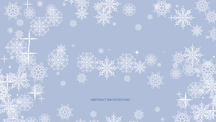 Naklejka na ściany i meble Christmas background with snowflakes of different shapes, sizes and transparency. Gradient from blue to white. Christmas with snowflake snow winter decoration. Christmas background with snow