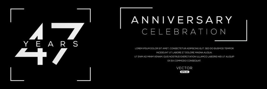 47 years anniversary celebration template, Vector illustration.