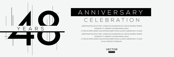 48 years anniversary celebration template, Vector illustration. - obrazy, fototapety, plakaty