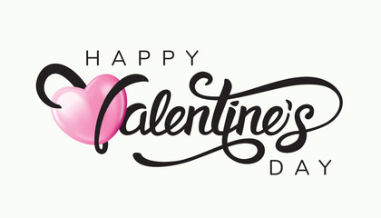 Happy Valentines Day typography with handwritten calligraphy text, isolated on white background. Vector Illustration