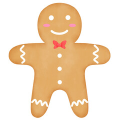 Gingerbread man watercolor illustration