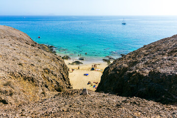 Fototapeta na wymiar Playa Caleton San Marcial - an one of the beaches on the south coast of Lanzarote. Canary Islands, Spain.