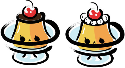 レトロ喫茶店のプリンたち