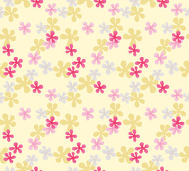 Japanese Pretty Cherry Blossom Fall Vector Seamless Pattern