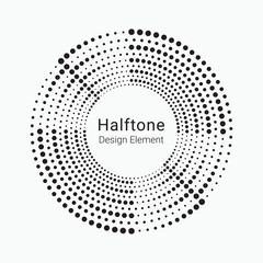 Circle halftone spiral backdrop. Dotted abstract concentric circle. spiral, swirl, twirl element. Circular and radial dots helix. Design element for multipurpose use.	