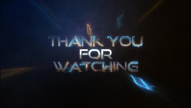 Thank you for watching lightning laser shine flickering text 3D animation. cinematic title abstract background