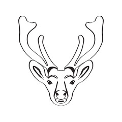 Maral. A deer's head drawn with a single line. An image of a Christmas deer. A festive deer. Background for postcards, banners, covers, albums, mobile screensavers, scrapbooking, advertising, blogs.