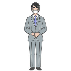 スーツを着た男性　マスクあり