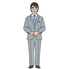 微笑むスーツを着た男性