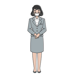 スーツを着た女性　マスクあり