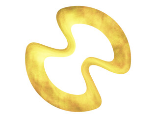 Gold isolated circle element, luxury metallic overlay shape, metal object with copy space, ring, particle, curves