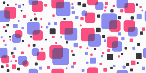 Purple and pink squares that sometimes intersect in a seamless canvas pattern. For seamless and stylish design, print on interior objects, textiles, pillows, interior decoration.