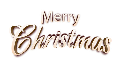 merry christmas 3d white gold letters isolated on blank background PNG