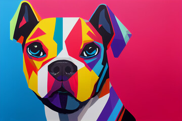 colorful dog head with cool isolated pop art style