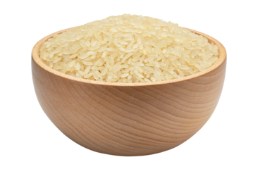 wooden bowl with  rice. the entire image in sharpness.