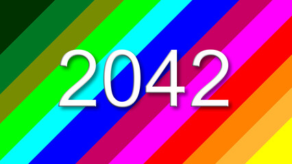 2042 colorful rainbow background year number