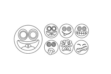 Emoji collection line art drawing