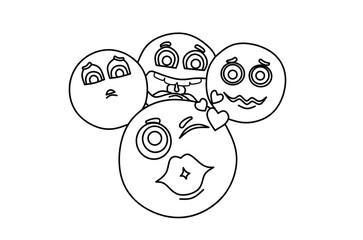 Emoji collection line art drawing