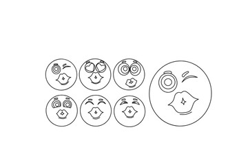 Emoji collection line art drawing
