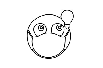 idea face mask emoji line art drawing