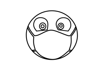 Face mask emoji line art drawing