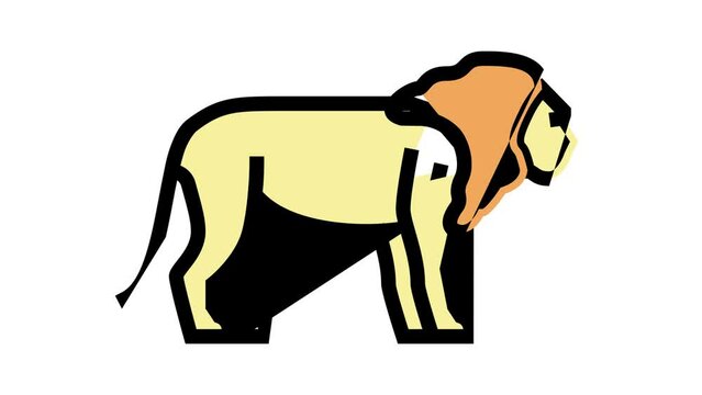 lion animal in zoo color icon animation