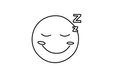 Sleeping emoji line art drawing