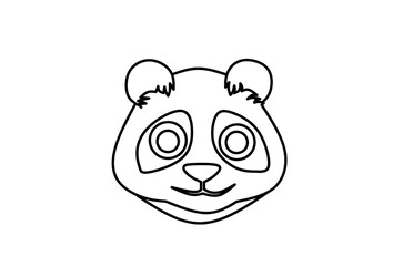 Happy panda emoji line art drawing