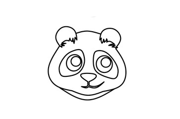 Cute panda smug face emoji line art