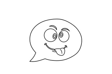 Silly face speech bubble emoji line art
