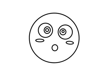 Surprised emoji line art drawing
