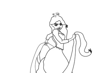 Rapunzel line art drawing