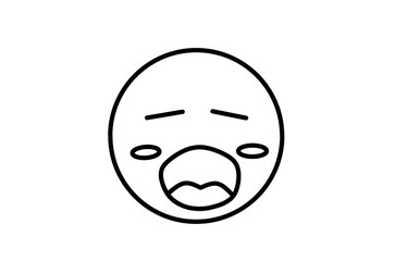 Tired emoji line art drawing