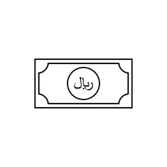Rial Sign, also known as Riyal for Icon Symbol, Pictogram, Apps, Website, Art Illustration, Graphic Design Element. Vector Illustration