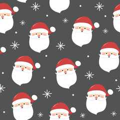 Concept of a seamless pattern with happy Santa Claus. Xmas background. Vector