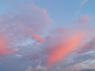 Colorful clouds in the sky at sunset.