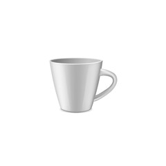 Coffee cups mock up. Ceramic 3D mug template. Vector blankn teacups set