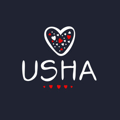 (Usha) Calligraphy name, Vector illustration.