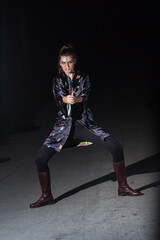 Warrior girl with sword in hand