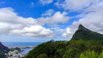 A panoramic view of Christ The Redeemer (Cristo Redentor), seen from Mirante Dona Marta, Rio de Janeiro
