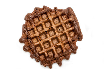 Chocolate Waffle isolated on white background.