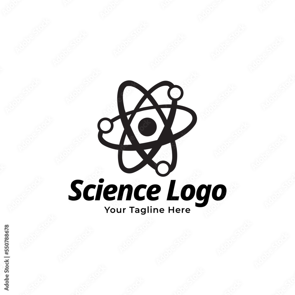 Poster abstract atom particle logo design vector illustration. atom particle suitable for science and techn