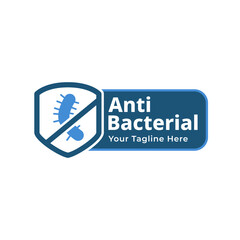 Antibacterial logo or label - vector isolated sign for antiseptic cosmetics and medical pharmaceutical products 