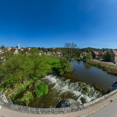 Fototapeta na wymiar Ausblick auf die Wörnitz bei Harburg in Schwaben